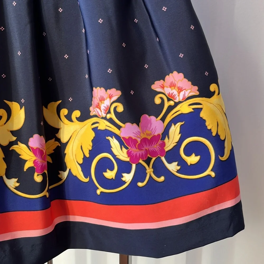 Janie & Jack Navy Dress Scarf Printed Border Tulle‎ Button Bac…